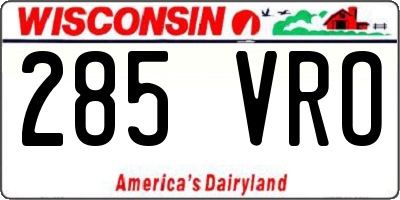 WI license plate 285VRO