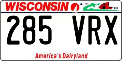WI license plate 285VRX