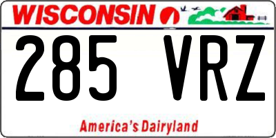 WI license plate 285VRZ