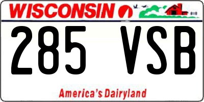 WI license plate 285VSB