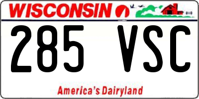 WI license plate 285VSC