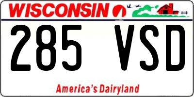 WI license plate 285VSD
