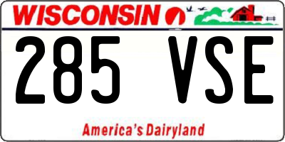 WI license plate 285VSE