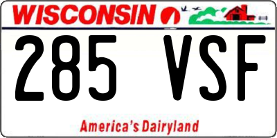 WI license plate 285VSF