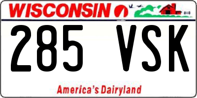 WI license plate 285VSK
