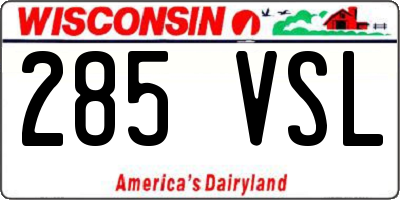 WI license plate 285VSL