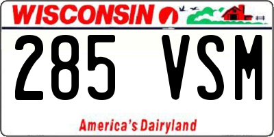 WI license plate 285VSM