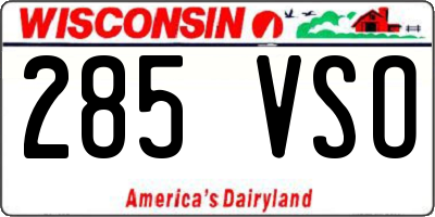 WI license plate 285VSO