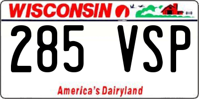 WI license plate 285VSP