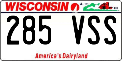 WI license plate 285VSS