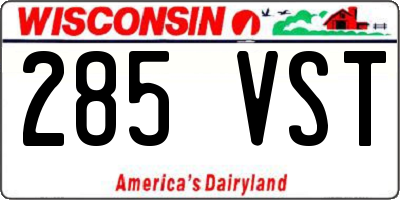 WI license plate 285VST