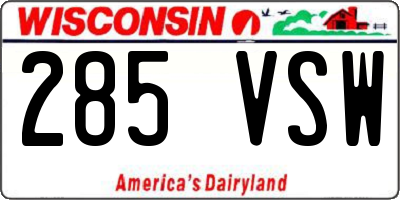 WI license plate 285VSW
