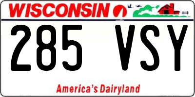 WI license plate 285VSY