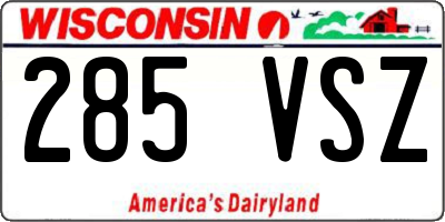 WI license plate 285VSZ
