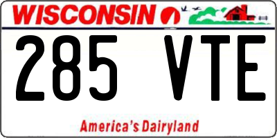 WI license plate 285VTE