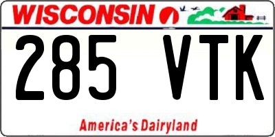 WI license plate 285VTK