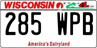 WI license plate 285WPB