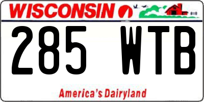 WI license plate 285WTB