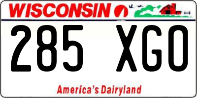 WI license plate 285XGO