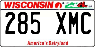 WI license plate 285XMC