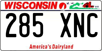 WI license plate 285XNC