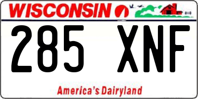WI license plate 285XNF