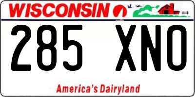 WI license plate 285XNO