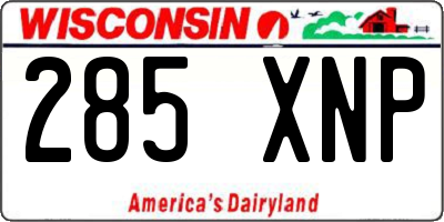 WI license plate 285XNP