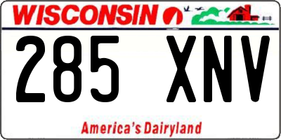 WI license plate 285XNV