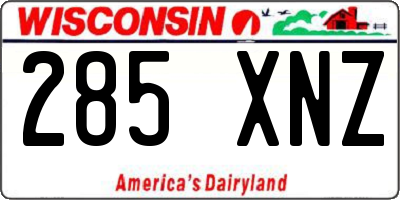 WI license plate 285XNZ