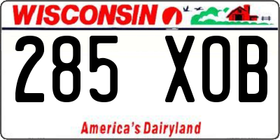 WI license plate 285XOB