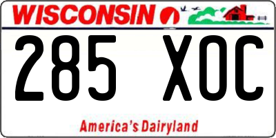 WI license plate 285XOC
