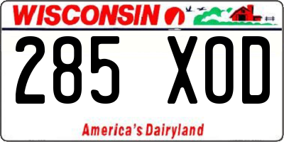 WI license plate 285XOD