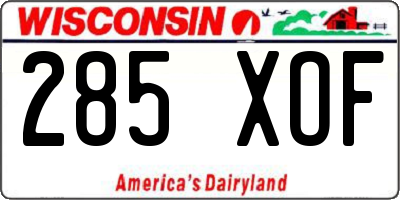 WI license plate 285XOF