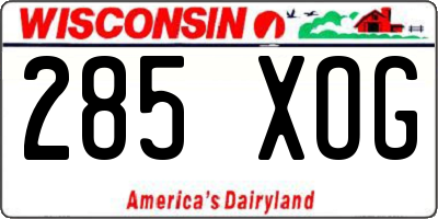 WI license plate 285XOG