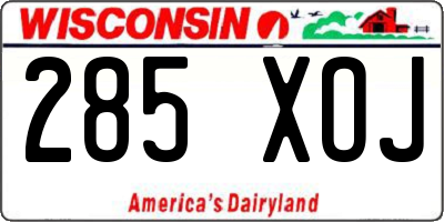 WI license plate 285XOJ