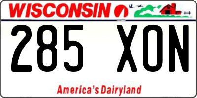 WI license plate 285XON