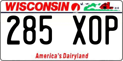 WI license plate 285XOP