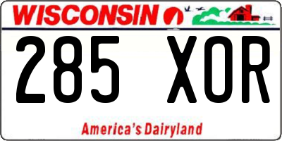 WI license plate 285XOR