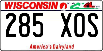 WI license plate 285XOS
