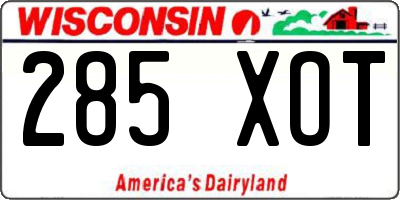 WI license plate 285XOT