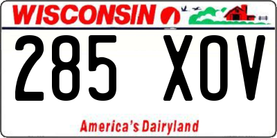 WI license plate 285XOV