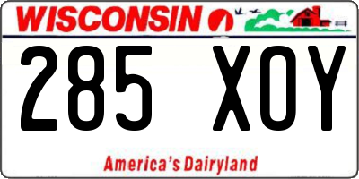 WI license plate 285XOY