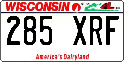 WI license plate 285XRF