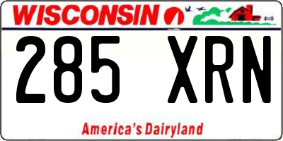 WI license plate 285XRN