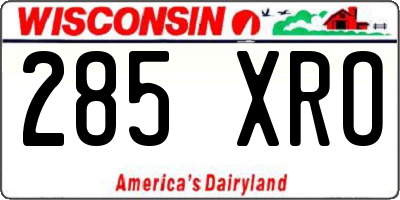 WI license plate 285XRO