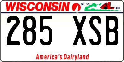 WI license plate 285XSB