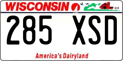 WI license plate 285XSD