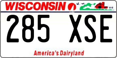 WI license plate 285XSE