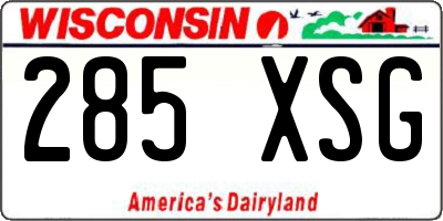 WI license plate 285XSG